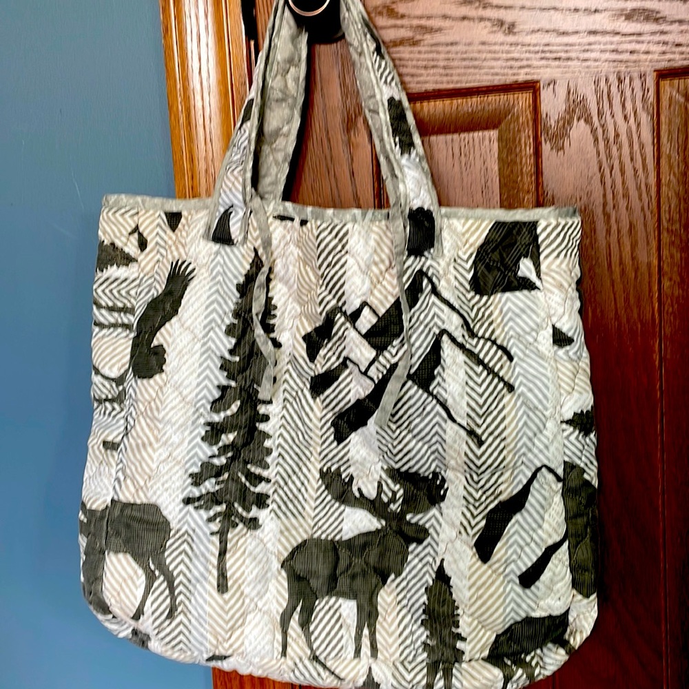 Reversible tote bag - forest animals and trees